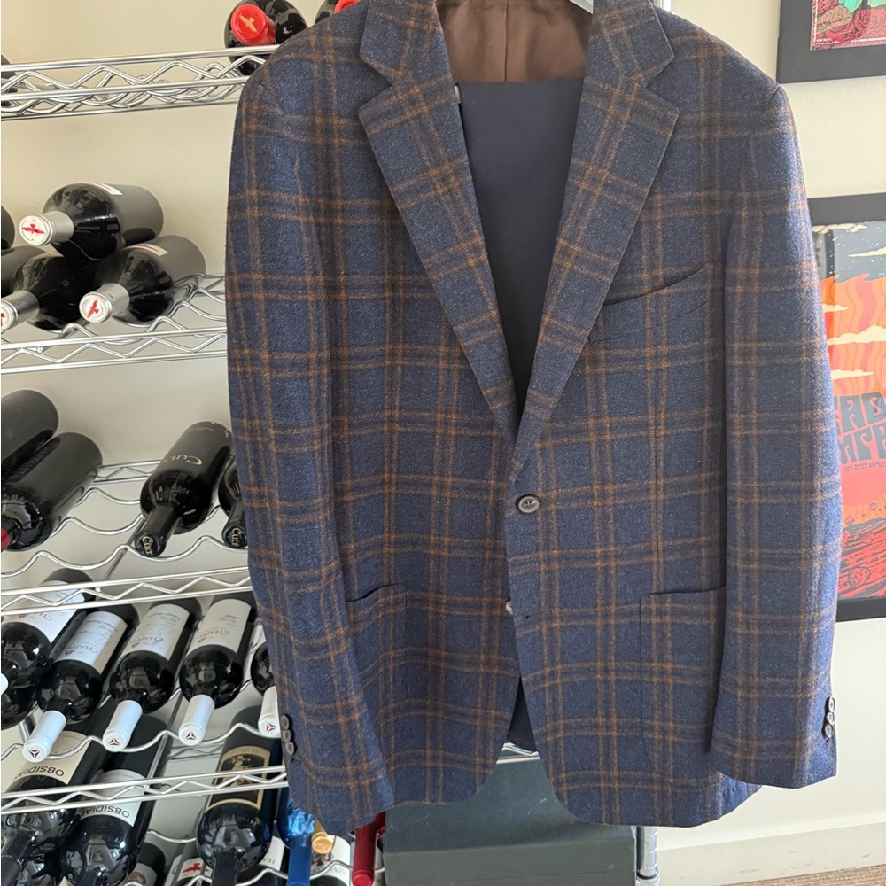 Suitsupply Blue and Brown Sport Coat with Notch Lapels